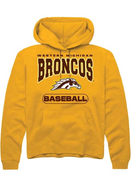 Mens Western Michigan Broncos Gold Rally Baseball Hooded Sweatshirt