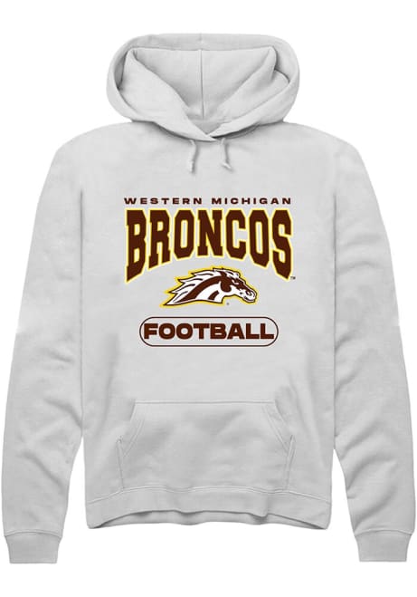 Mens Western Michigan Broncos White Rally Football Hooded Sweatshirt