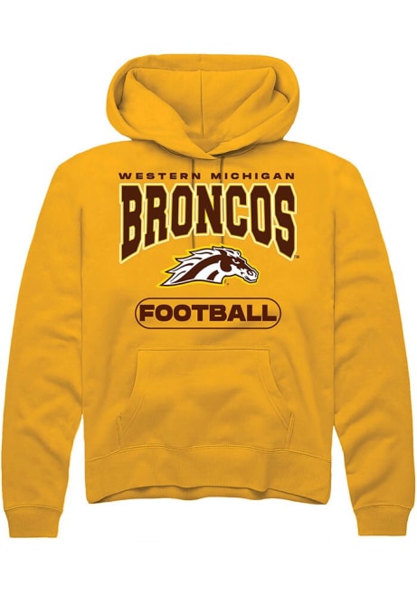 Mens Western Michigan Broncos Gold Rally Football Hooded Sweatshirt