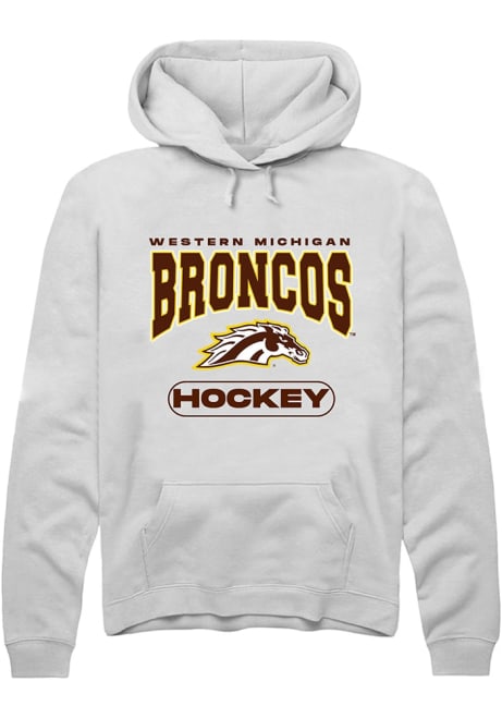 Mens Western Michigan Broncos White Rally Hockey Hooded Sweatshirt