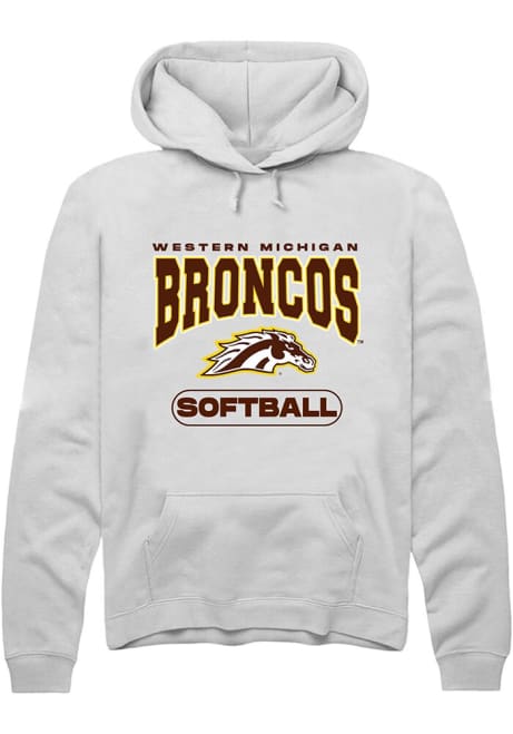 Mens Western Michigan Broncos White Rally Softball Hooded Sweatshirt