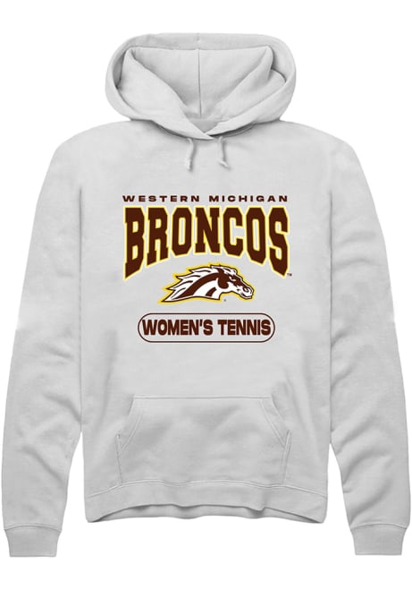 Mens Western Michigan Broncos White Rally Womens Tennis Hooded Sweatshirt