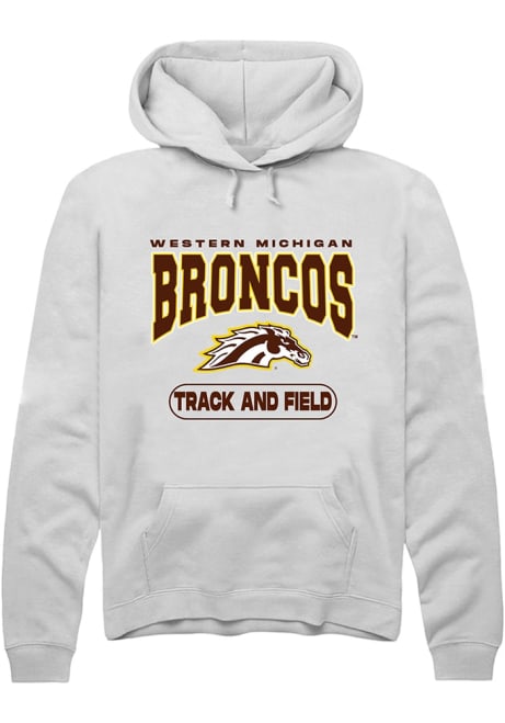 Mens Western Michigan Broncos White Rally Track and Field Hooded Sweatshirt