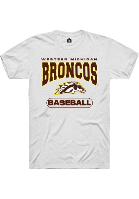 Western Michigan Broncos White Rally Baseball Short Sleeve T Shirt