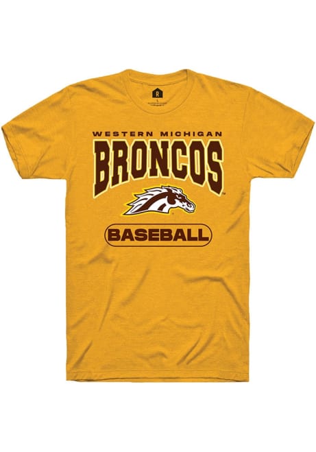 Western Michigan Broncos Gold Rally Baseball Short Sleeve T Shirt