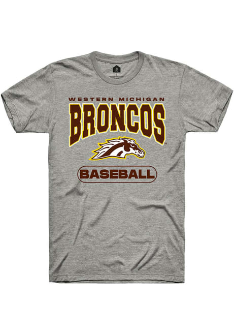 Western Michigan Broncos Grey Rally Baseball Short Sleeve T Shirt