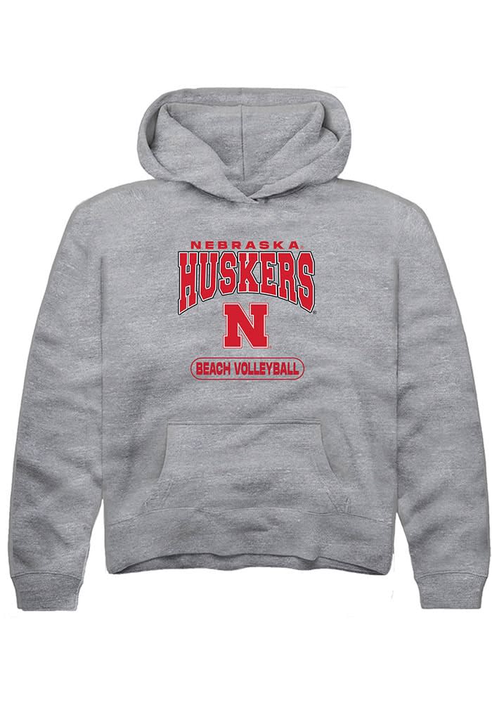 Rally Nebraska Cornhuskers Youth Grey Beach Volleyball Long Sleeve Hoodie Grey 50 Cotton 50 POLYESTER Size XS Rally House