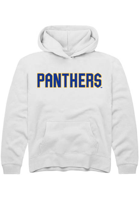 Youth Pitt Panthers White Rally Straight Block Long Sleeve Hooded Sweatshirt