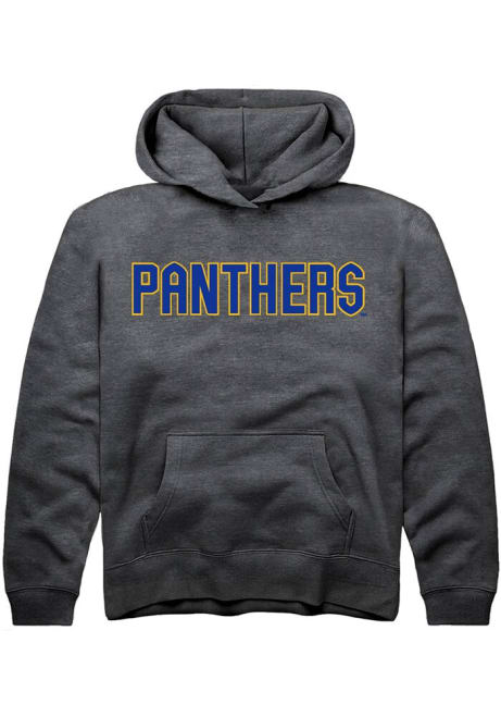 Youth Pitt Panthers Charcoal Rally Straight Block Long Sleeve Hooded Sweatshirt