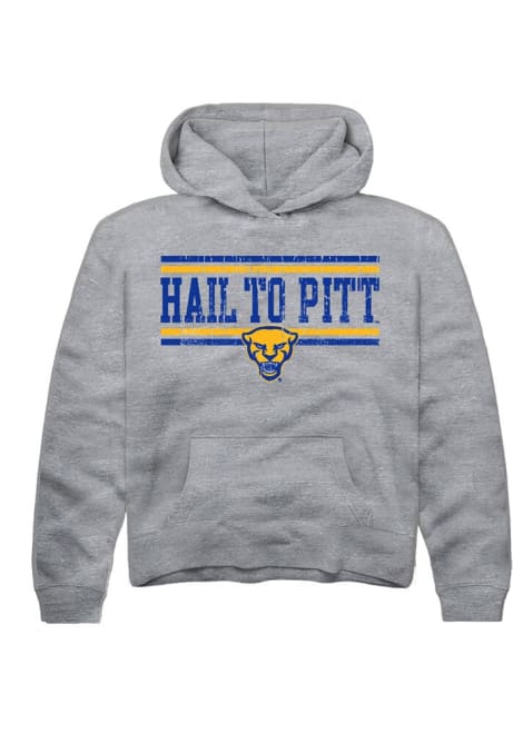 Youth Pitt Panthers Grey Rally Chant Bars Long Sleeve Hooded Sweatshirt