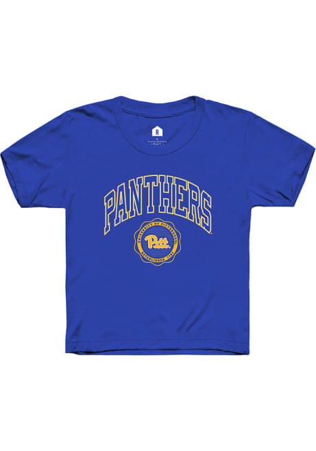 Youth Pitt Panthers Blue Rally Arch Seal Short Sleeve T-Shirt