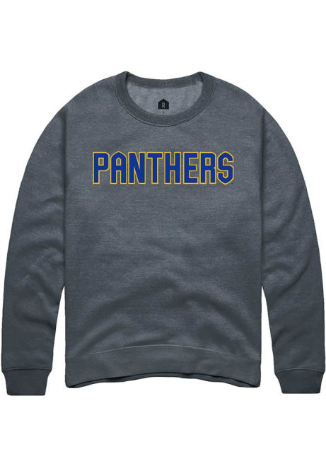 Mens Pitt Panthers Charcoal Rally Straight Block Crew Sweatshirt