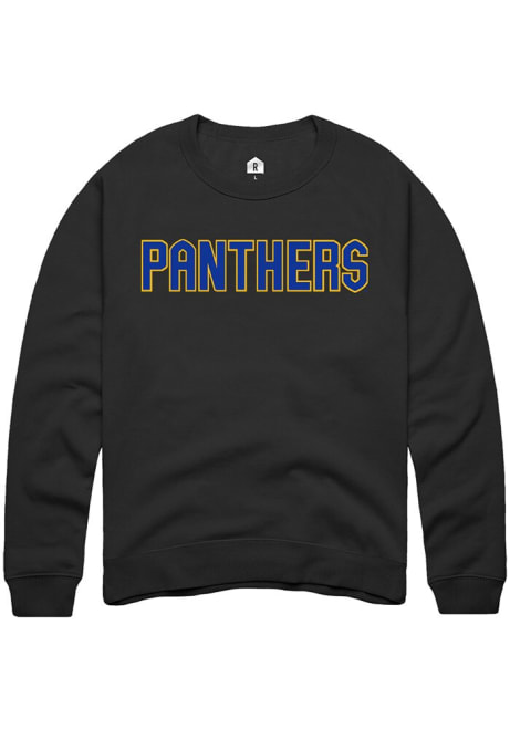 Mens Pitt Panthers Black Rally Straight Block Crew Sweatshirt