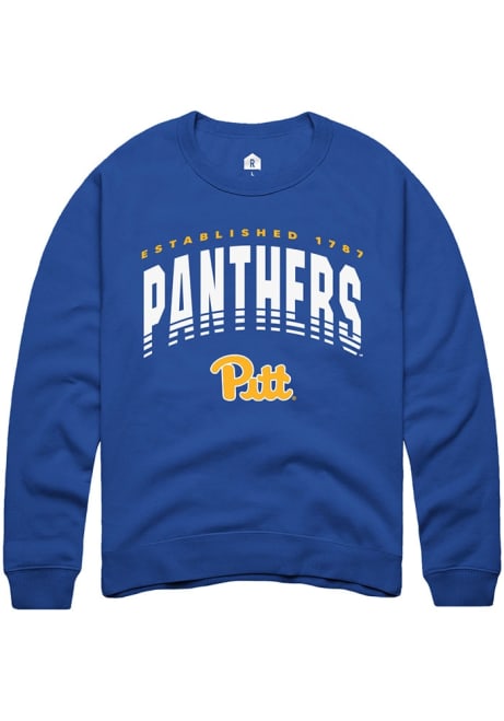 Mens Pitt Panthers Blue Rally Vent Crew Sweatshirt