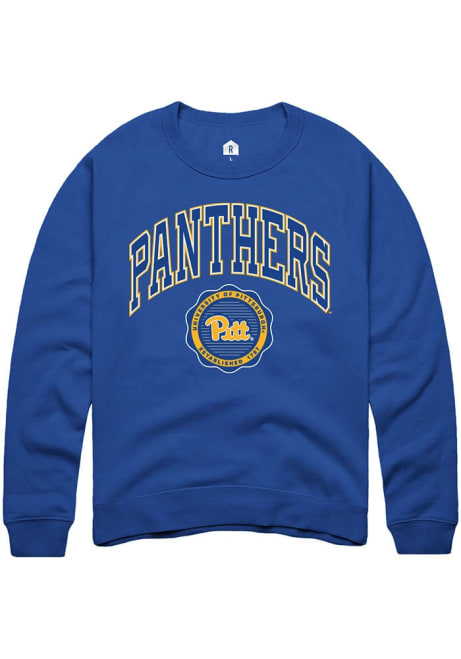 Mens Pitt Panthers Blue Rally Arch Seal Crew Sweatshirt