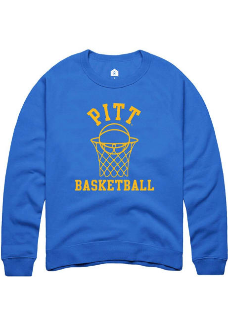 Mens Pitt Panthers Blue Rally Basketball Net Crew Sweatshirt