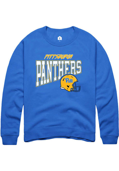 Mens Pitt Panthers Blue Rally Football Cheer Crew Sweatshirt