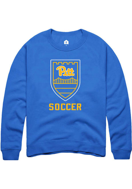 Mens Pitt Panthers Blue Rally Soccer Badge Crew Sweatshirt