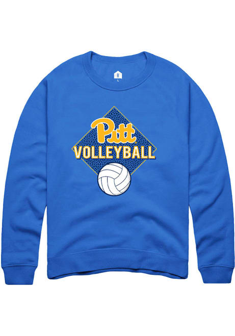 Mens Pitt Panthers Blue Rally Volleyball Diamond Crew Sweatshirt