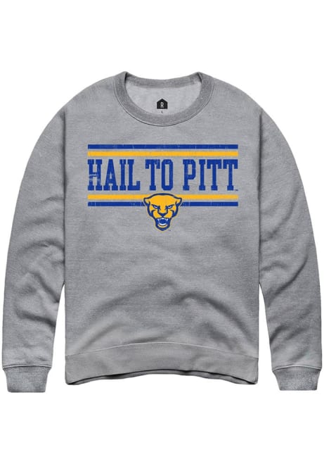 Mens Pitt Panthers Grey Rally Chant Bars Crew Sweatshirt