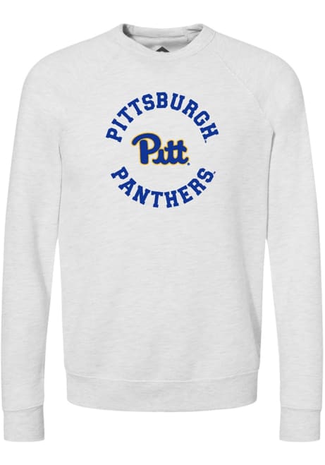 Mens Pitt Panthers White Rally Circle Arch Crew Sweatshirt