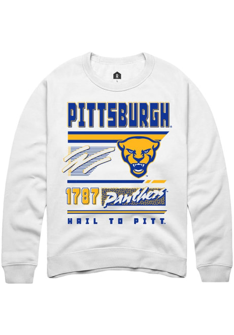 Mens Pitt Panthers White Rally Retro Crew Sweatshirt