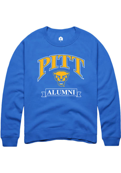 Mens Pitt Panthers Blue Rally Alumni Banner Crew Sweatshirt