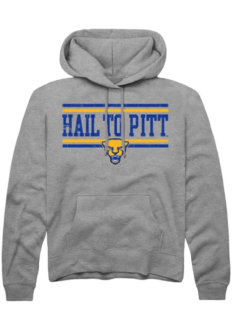 Mens Pitt Panthers Grey Rally Chant Bars Hooded Sweatshirt