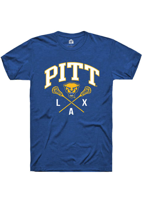 Pitt Panthers Blue Rally Lacrosse Sticks Short Sleeve T Shirt