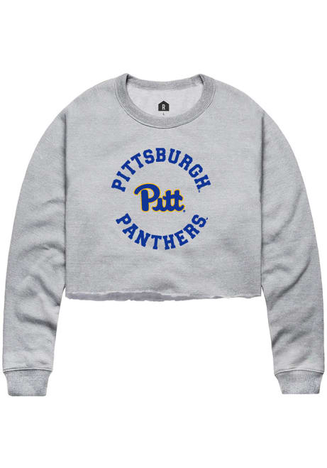 Womens Pitt Panthers Grey Rally Circle Arch Crew Sweatshirt