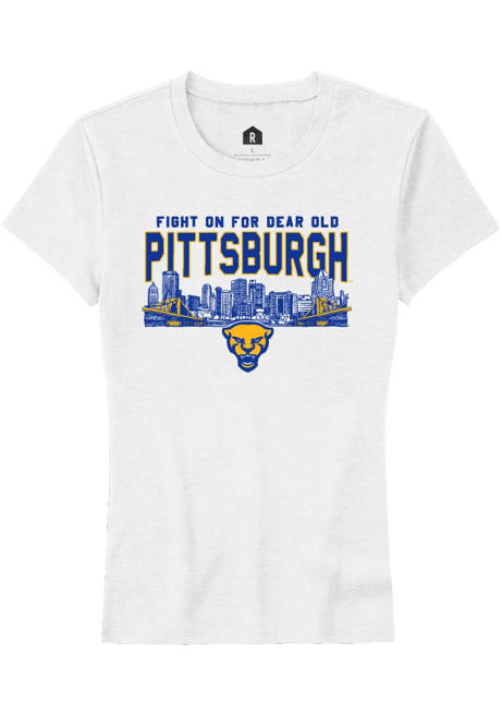 Pitt Panthers White Rally Skyline Short Sleeve T-Shirt