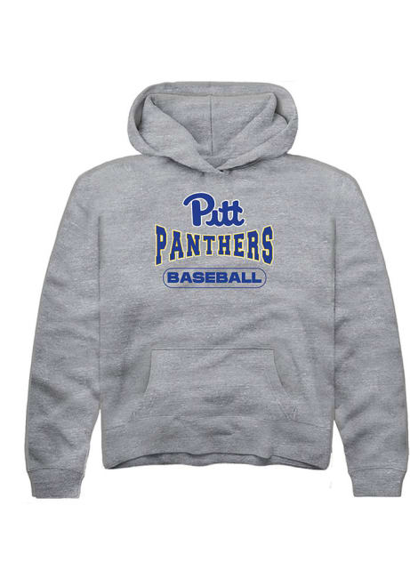 Youth Pitt Panthers Grey Rally Baseball Wordmark Long Sleeve Hooded Sweatshirt