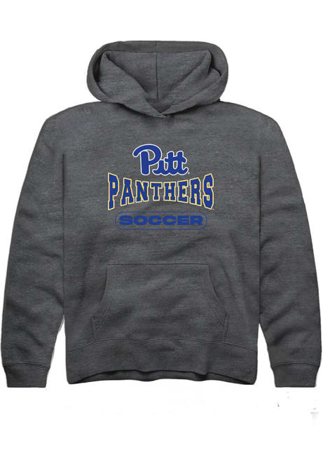 Youth Pitt Panthers Charcoal Rally Soccer Wordmark Long Sleeve Hooded Sweatshirt