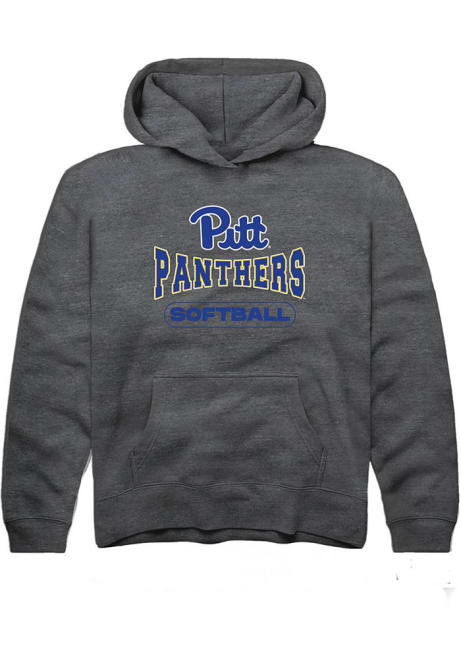 Youth Pitt Panthers Charcoal Rally Softball Wordmark Long Sleeve Hooded Sweatshirt