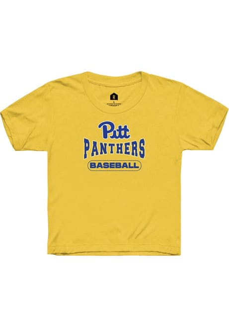 Youth Pitt Panthers Yellow Rally Baseball Short Sleeve T-Shirt