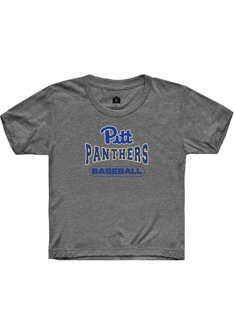 Youth Pitt Panthers Charcoal Rally Baseball Wordmark Short Sleeve T-Shirt