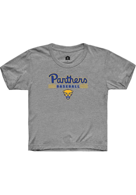 Youth Pitt Panthers Grey Rally Baseball Short Sleeve T-Shirt