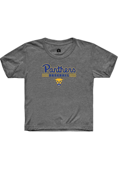 Youth Pitt Panthers Charcoal Rally Baseball Short Sleeve T-Shirt