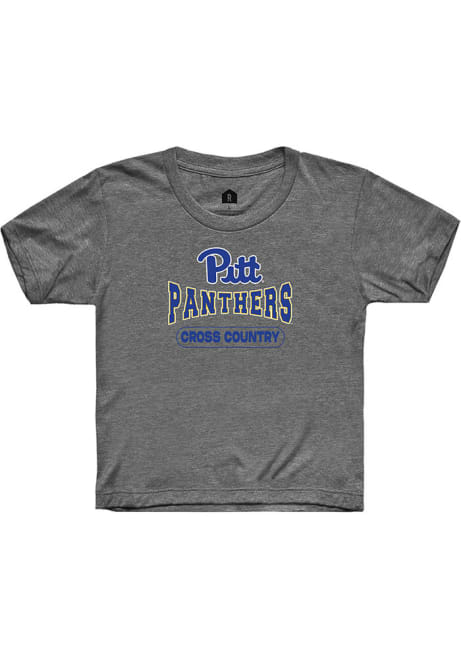 Youth Pitt Panthers Charcoal Rally Cross Country Wordmark Short Sleeve T-Shirt