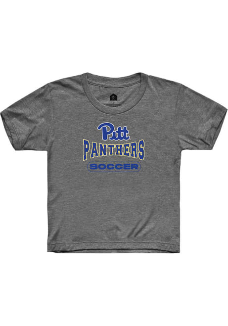 Youth Pitt Panthers Charcoal Rally Soccer Wordmark Short Sleeve T-Shirt