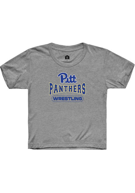 Youth Pitt Panthers Grey Rally Wrestling Wordmark Short Sleeve T-Shirt