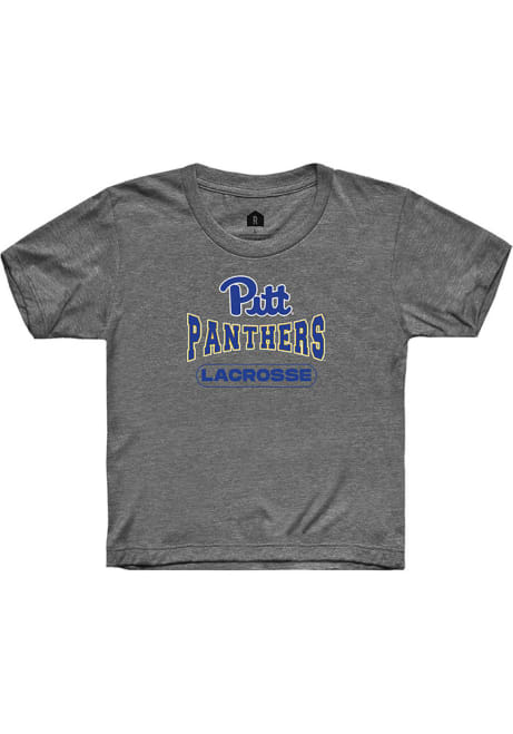 Youth Pitt Panthers Charcoal Rally Lacrosse Wordmark Short Sleeve T-Shirt