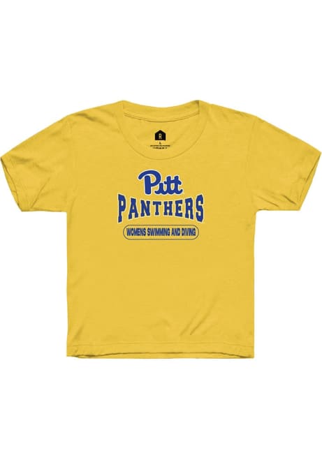 Youth Pitt Panthers Yellow Rally Womens Swimming and Diving Short Sleeve T-Shirt