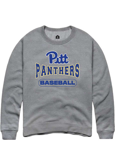 Mens Pitt Panthers Grey Rally Baseball Wordmark Crew Sweatshirt