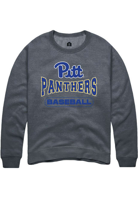 Mens Pitt Panthers Charcoal Rally Baseball Wordmark Crew Sweatshirt