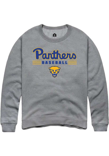 Mens Pitt Panthers Grey Rally Baseball Crew Sweatshirt