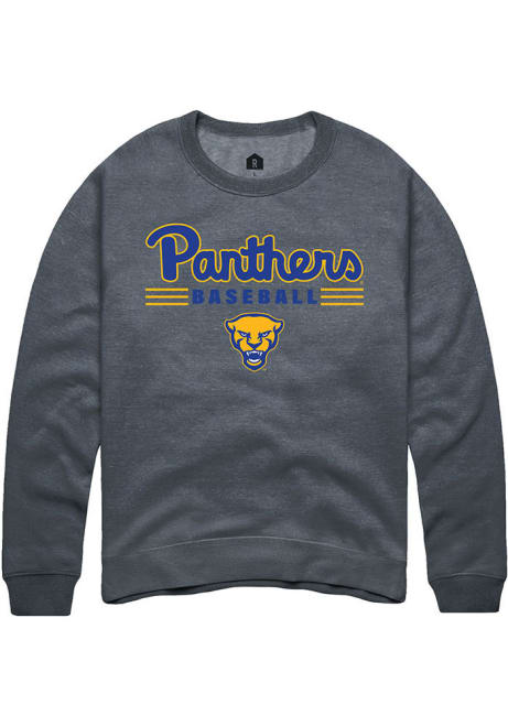 Mens Pitt Panthers Charcoal Rally Baseball Crew Sweatshirt