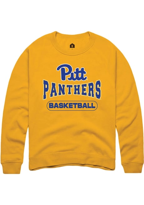 Mens Pitt Panthers Gold Rally Basketball Crew Sweatshirt