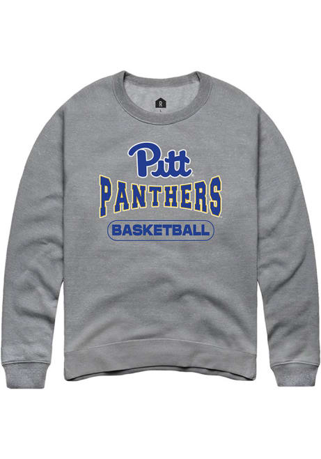 Mens Pitt Panthers Grey Rally Basketball Wordmark Crew Sweatshirt