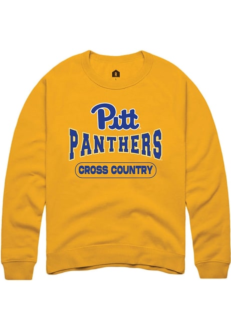 Mens Pitt Panthers Gold Rally Cross Country Crew Sweatshirt